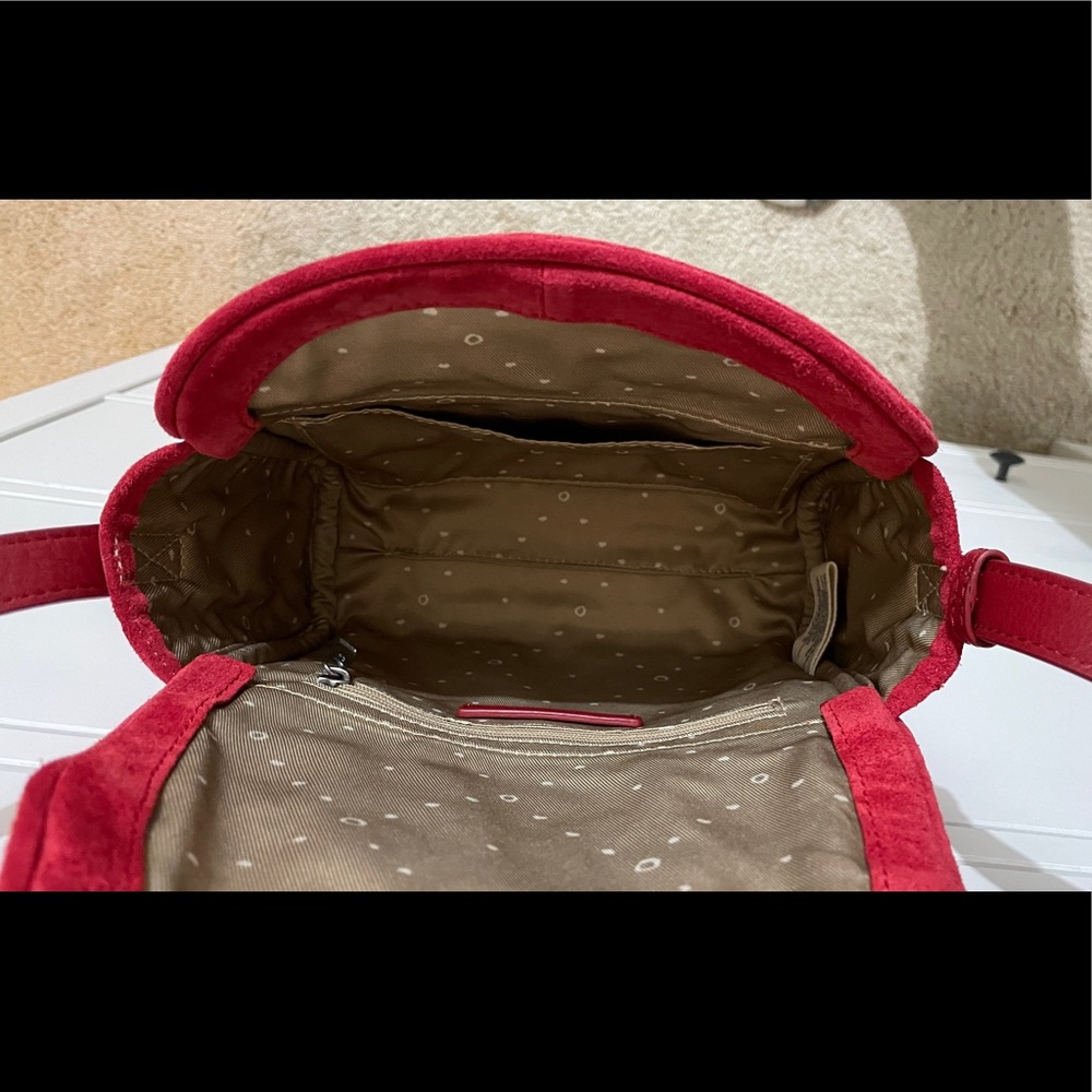 Lucky Brand - Suede Leather Red Small Crossbody - Picture 10 of 15